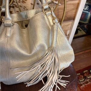 Elegant genuine leather Silver Women's Handbag